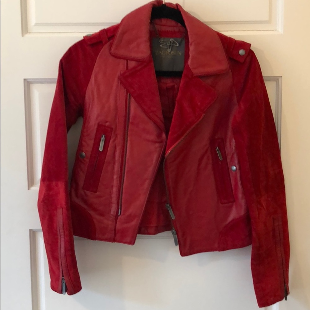 Zac Posen Red Moto Jacket